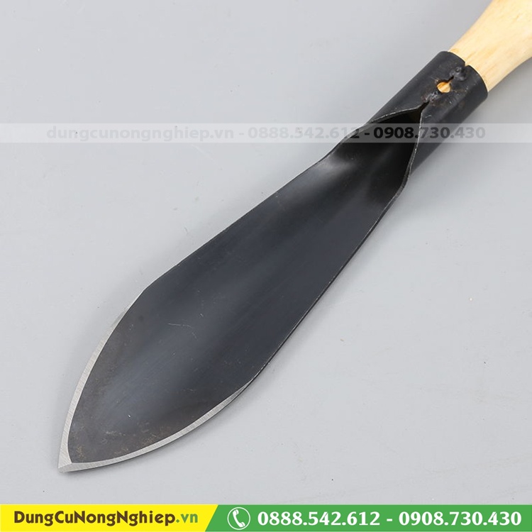 Xẻng mũi nhọn cán gỗ cầm tay mini
