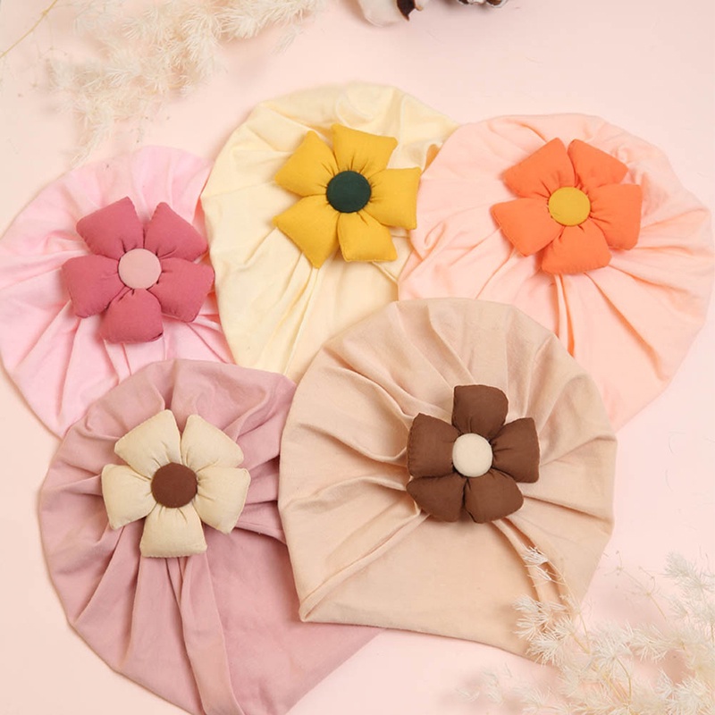 Mũ Turban In Hoa Màu Sắc Dễ Thương Thời Trang Mùa Hè Thoáng Khí Co Giãn Cho Bé