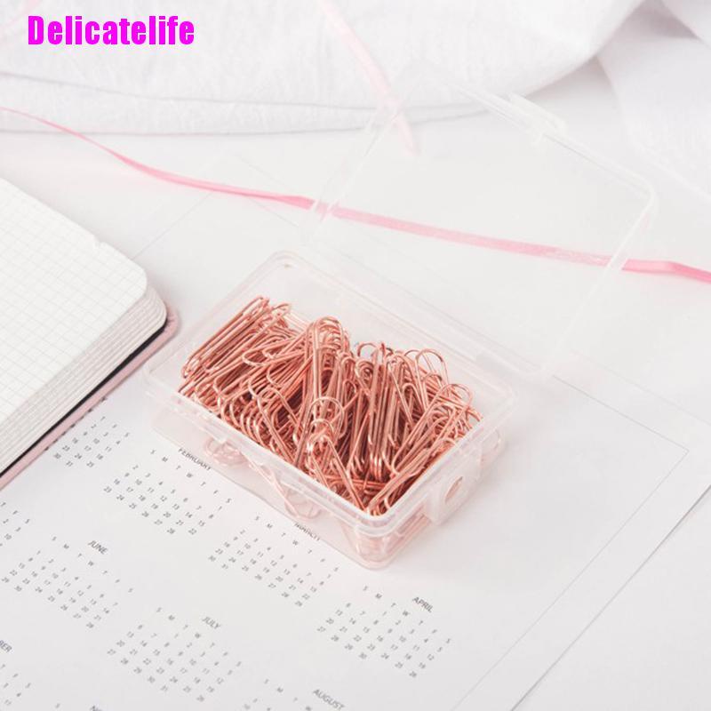 Hộp 120 kẹp giấy bằng kim loại màu vàng hồng sáng tạo