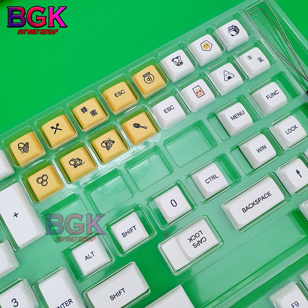 Bộ Keycap XDA PBT 137 Phím Honey Bee Chú ong mật Cực Đẹp in Dye-Sub Font chữ to ( hỗ trợ layout 61 64 87 104 108 Phím )