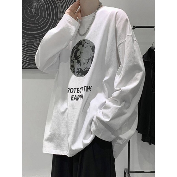 Áo thun tay dài from rộng, áo phông dài tay chất cottong dày đẹp in hình O