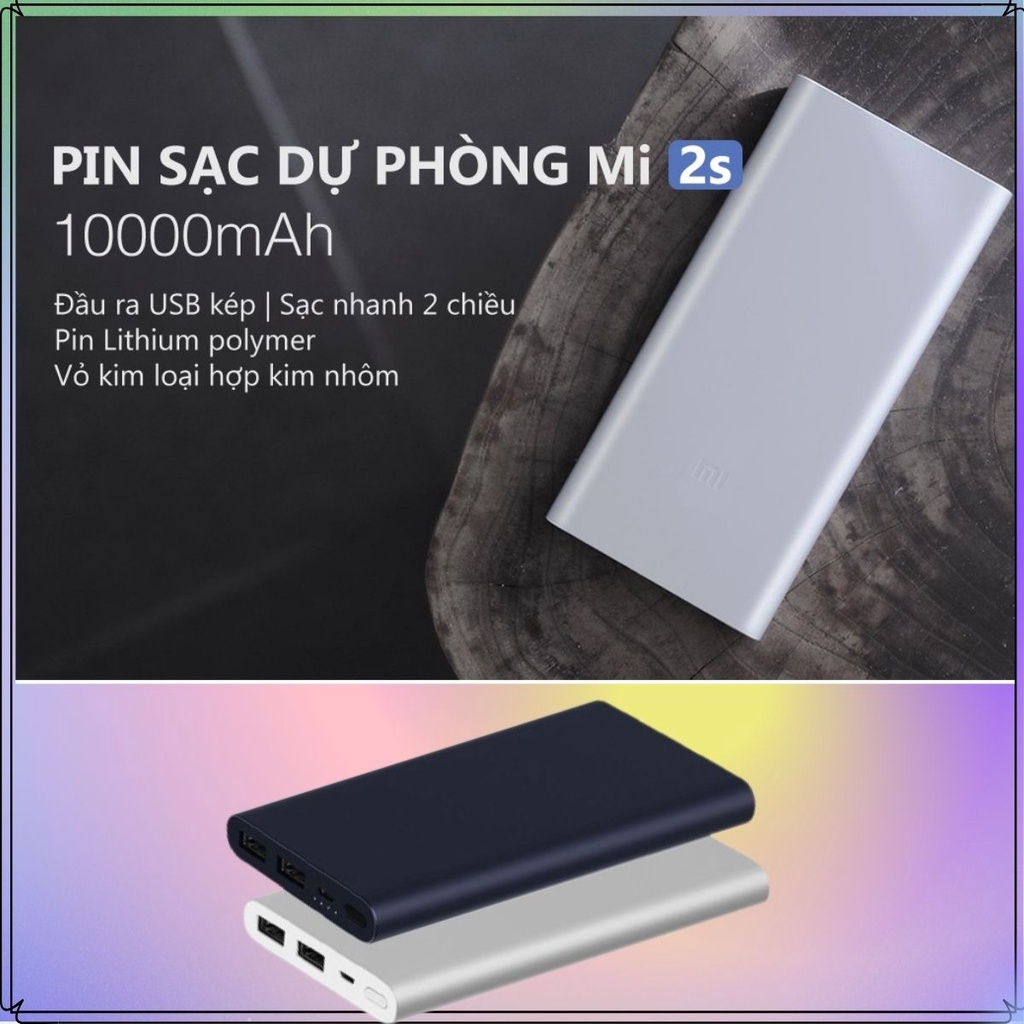 Pin Sạc Dự Phòng 10000mAh Trang Bị Vỏ Kim Loại Kèm 2 Cổng USB Sạc Nhanh Lên Tới 15W, Độ Bền Pin Cực Cao - BH 12 Tháng