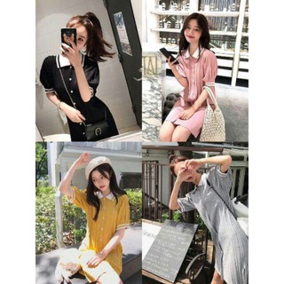 Váy len bầu + sau sinh cúc dọc cổ trắng loại 1