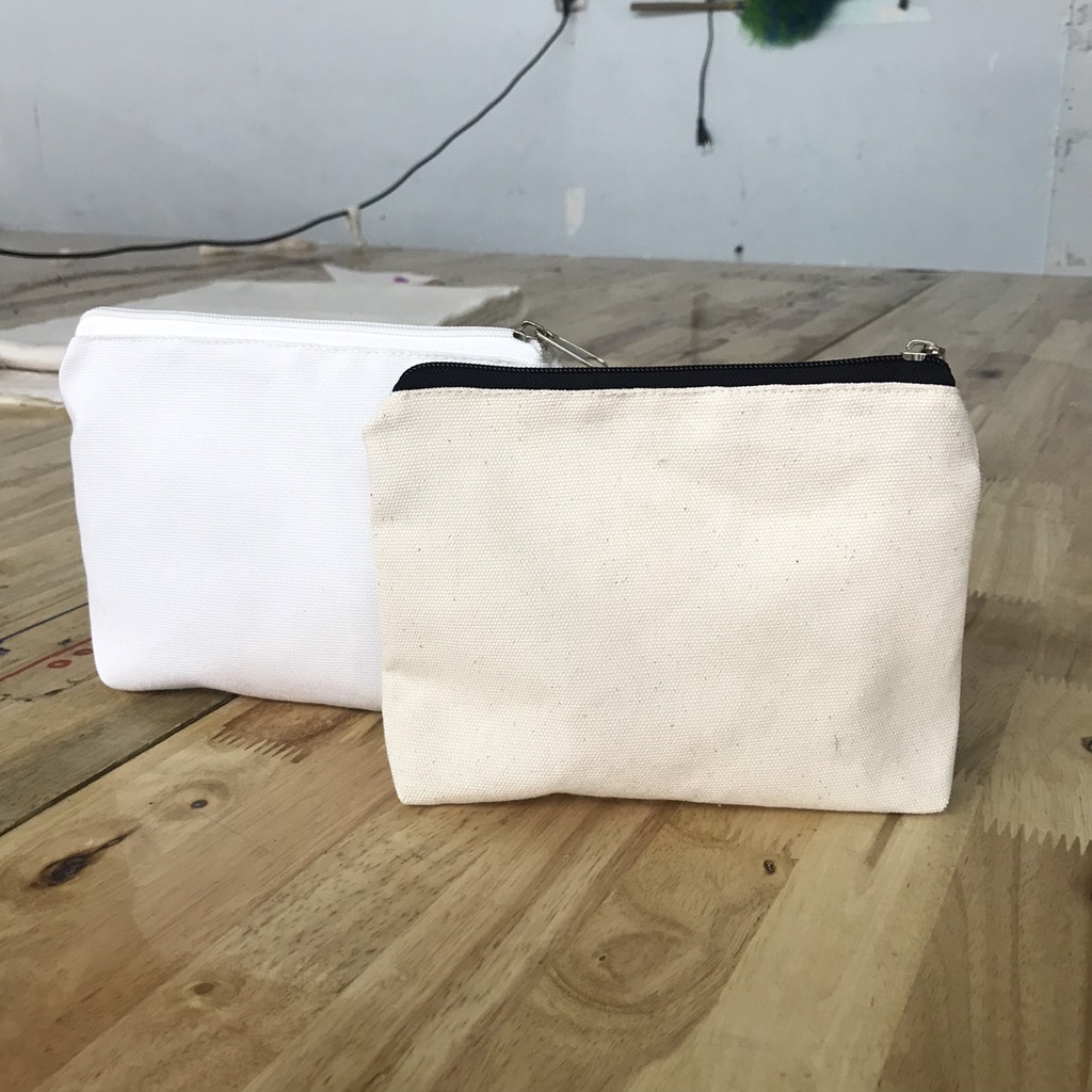 Túi Bóp Viết Vải Canvas Trơn Để Vẽ, Thêu