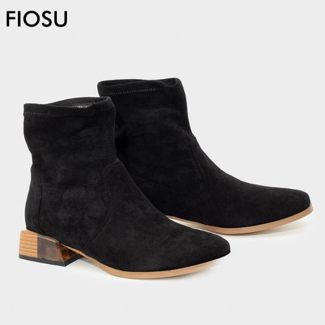 Boot bệt cổ ngắn da lộn đẹp mũi tròn gót trong cao cấpMã sản phẩm: F089049