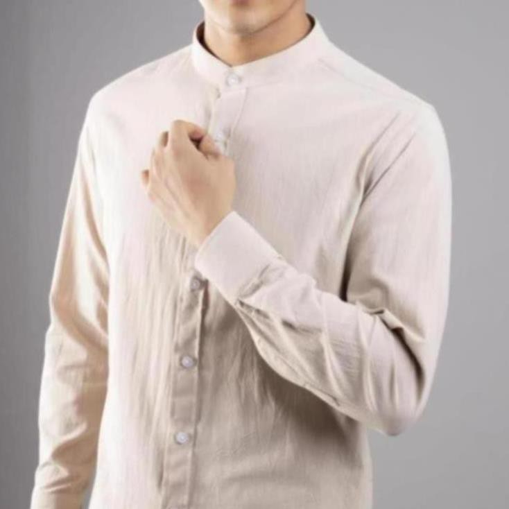 Áo sơ mi Đũi cổ tàu Galvin chất cotton đũi co giãn mát mịn chống nhăn co giãn SMGV135 - Leo Vatino