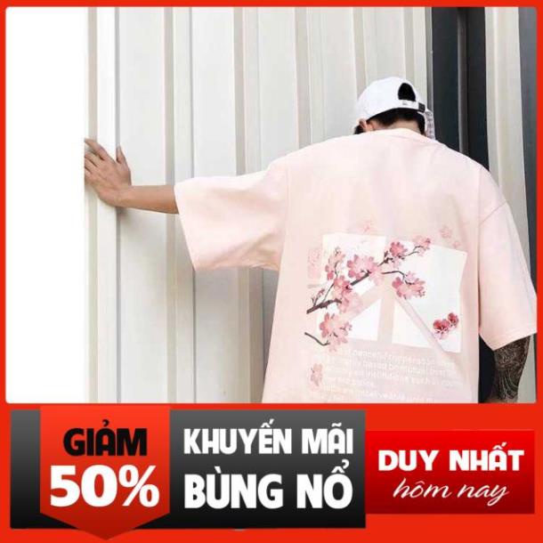 Áo thun nam, áo thun tay lỡ unisex from rộng, áo nam, áo hoa anh đào, áo hoa !