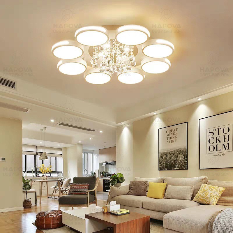 Đèn ốp trần, đèn trần phòng khách bằng pha lê HAPOVA NAVI 0903