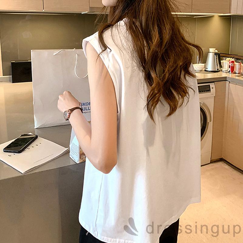 DRE-Women Summer Tank Tops, Solid Color Round-Neck Sleeveless Casual Tank Tops