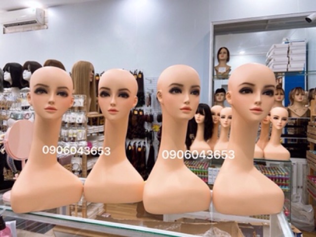 Đầu manocanh đội tóc giả cao cấp