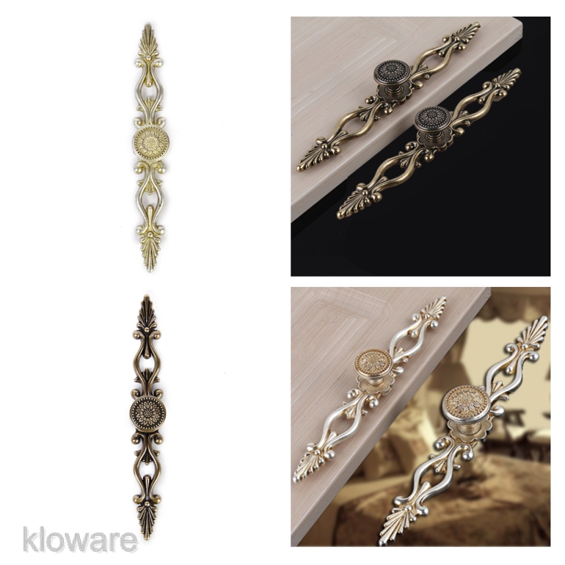 Tay Nắm Cửa Tủ / Ngăn Kéo Bằng Bạc Kiểu Cổ Điển 175mm