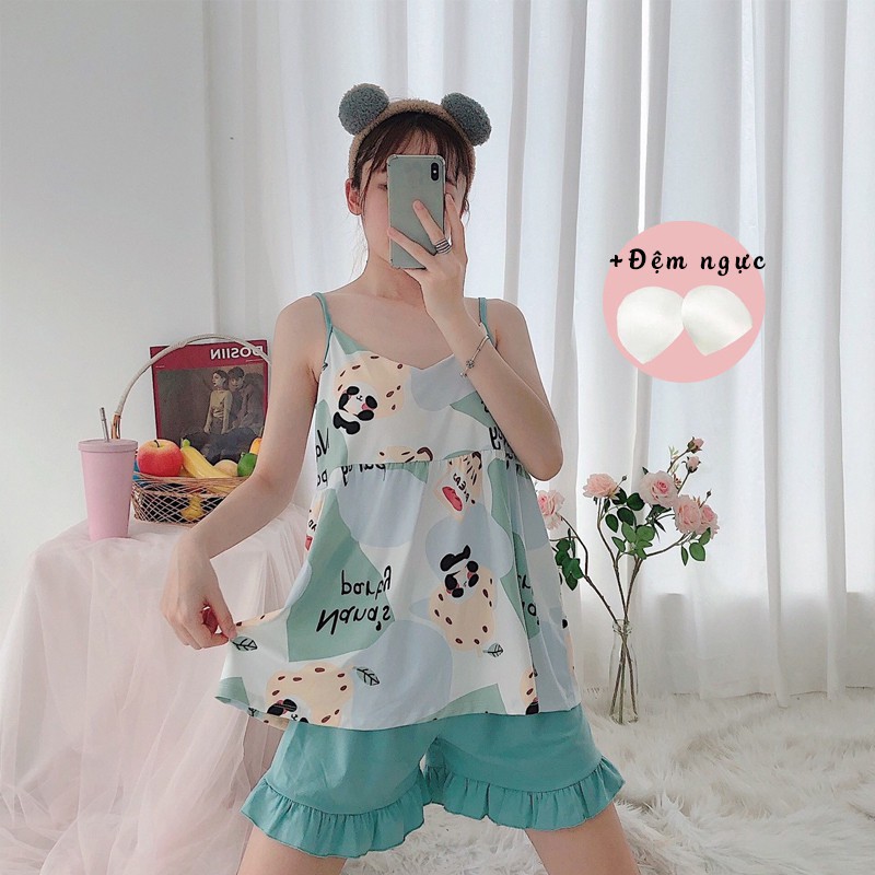 [Mã 44FASHIONSALE1 giảm 10K đơn 50K] Bộ đồ ngủ 2 dây thun sữa đồ bộ nữ mặc nhà mềm mát họa tiết dễ thương [BC11