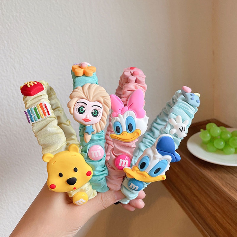 Băng Đô Cài Tóc Xếp Ly Họa Tiết Hoạt Hình Phong Cách Hàn Quốc 2022 Cho Bé Gái