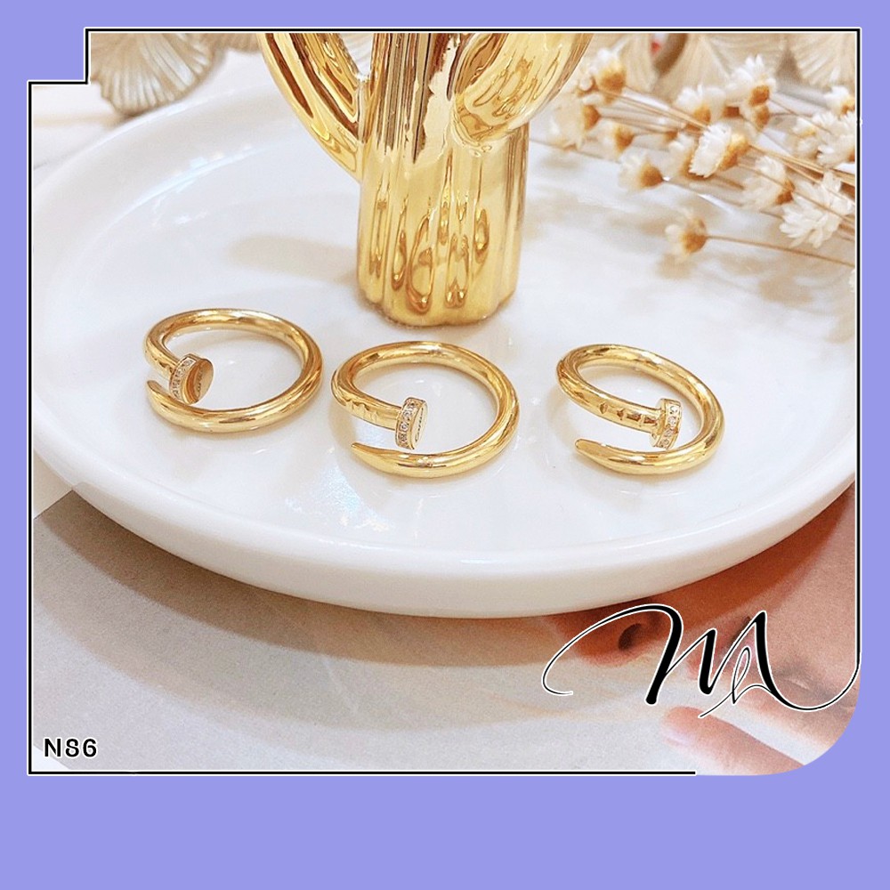 Nhẫn Titan nam nữ cá tính cây đinh phối đá sang trọng - Măng’s House N86