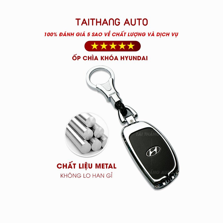 Ốp chìa khóa hyundai, bọc chìa khóa hyundai tucson, hyundai elantra, hyundai i10, chất liệu metal cao cấp không han gỉ