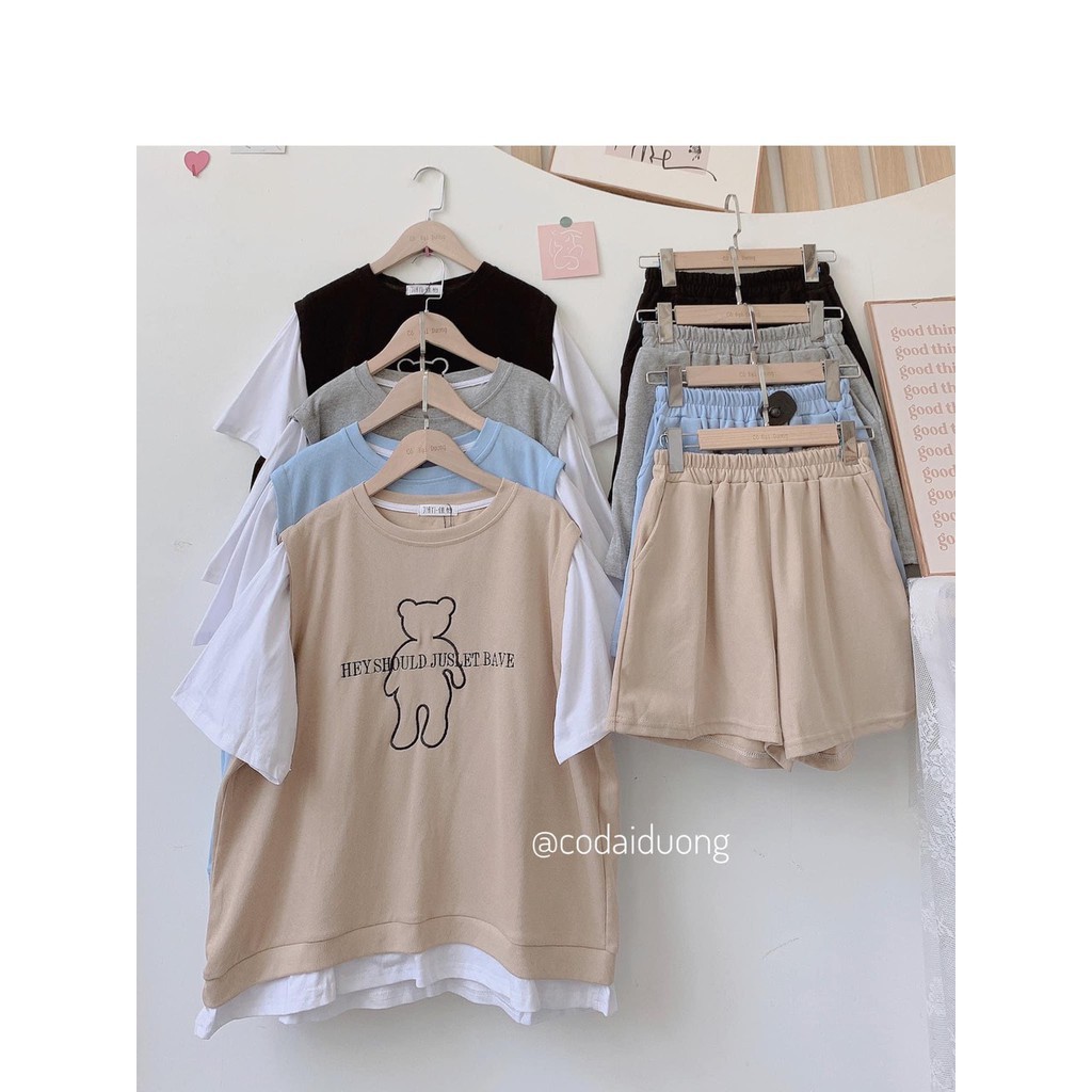 [SIÊU HOT] Sét Bộ Thể Thao Mặc Nhà Nam Nữ Hình Gâu Phối Vạt, Chất Cotton Không Phai ( ẢNH THẬT)