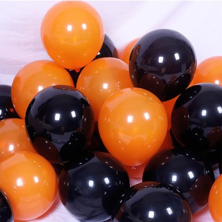 Bóng bay trang trí halloween, bóng nhũ màu cam đen