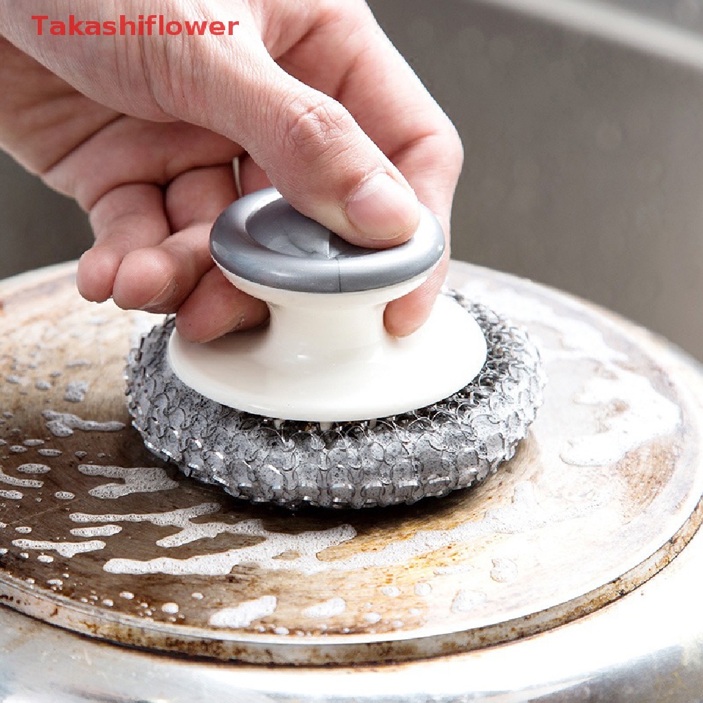 Bàn Chải Chà Rửa Bằng Len Thép Có Tay Cầm Cho Nhà Bếp Nhà Tắm