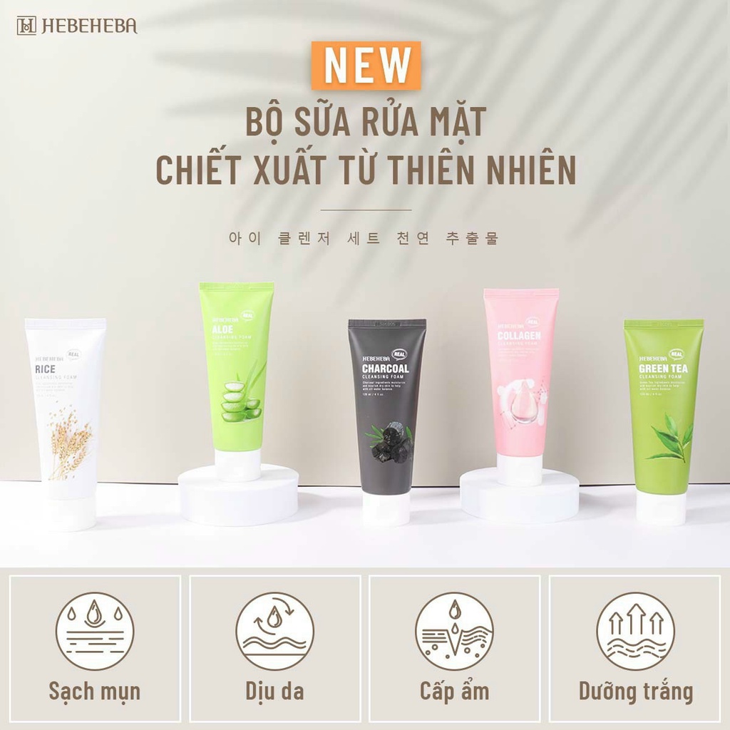 Sữa Rửa Mặt Chiết Xuất Từ Thiên Nhiên Hebeheba Hàn Quốc 120ml