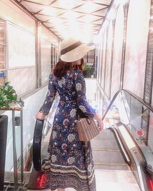 Đầm maxi hoạ tiết thổ cẩm