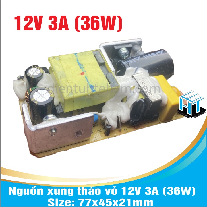 Board nguồn tháo vỏ 12V 3A 77x45x21mm