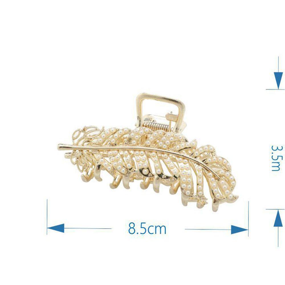 Kẹp Tóc Hình Chiếc Lá Màu Ngà Phong Cách Retro Mới|Kẹp Tóc Đính Đá Nhiều Màu Sắc Thời Trang