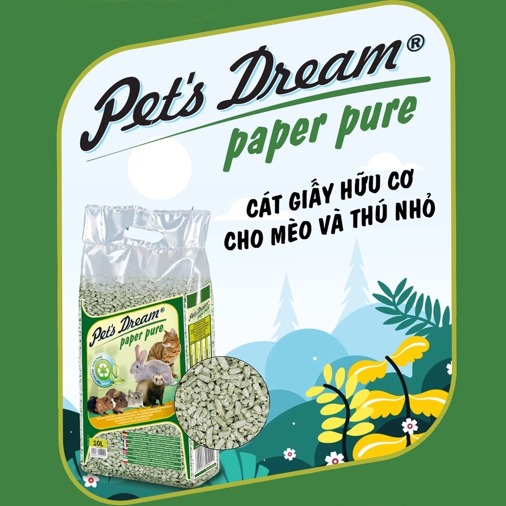 Cát giấy Pet's Dream Paper Pure cho mèo và thú nhỏ...gói nhỏ (500gr)