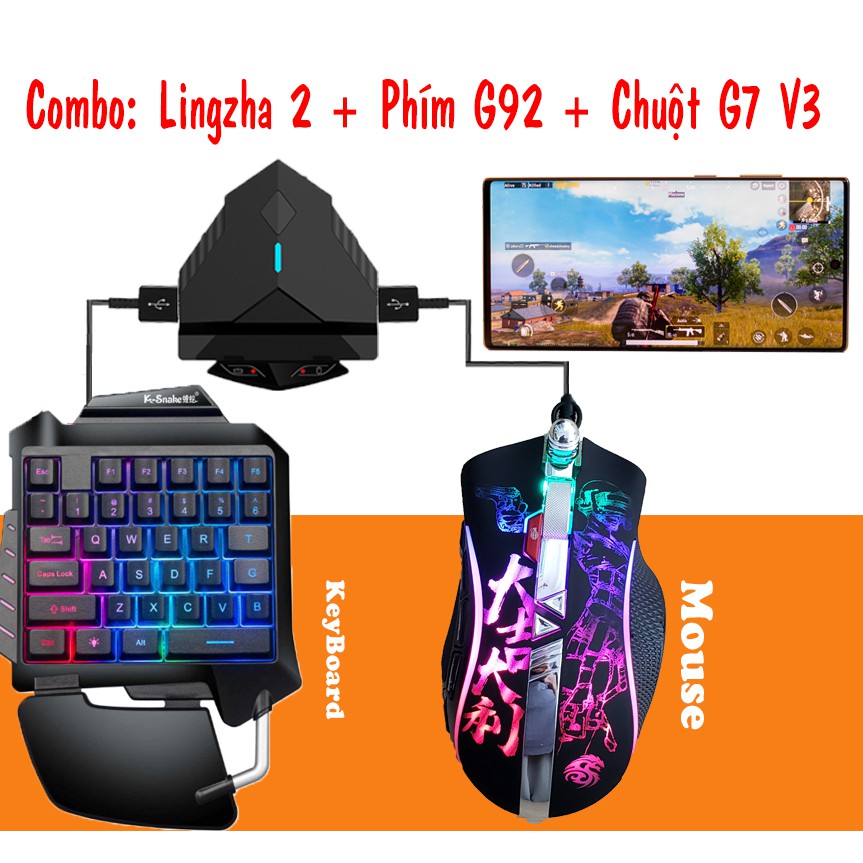 LINGZHA 2 - LINGZHA 2 PRO Bộ Chuyển đổi chơi game bàn phím chuột dành cho điện thoại máy tính bảng