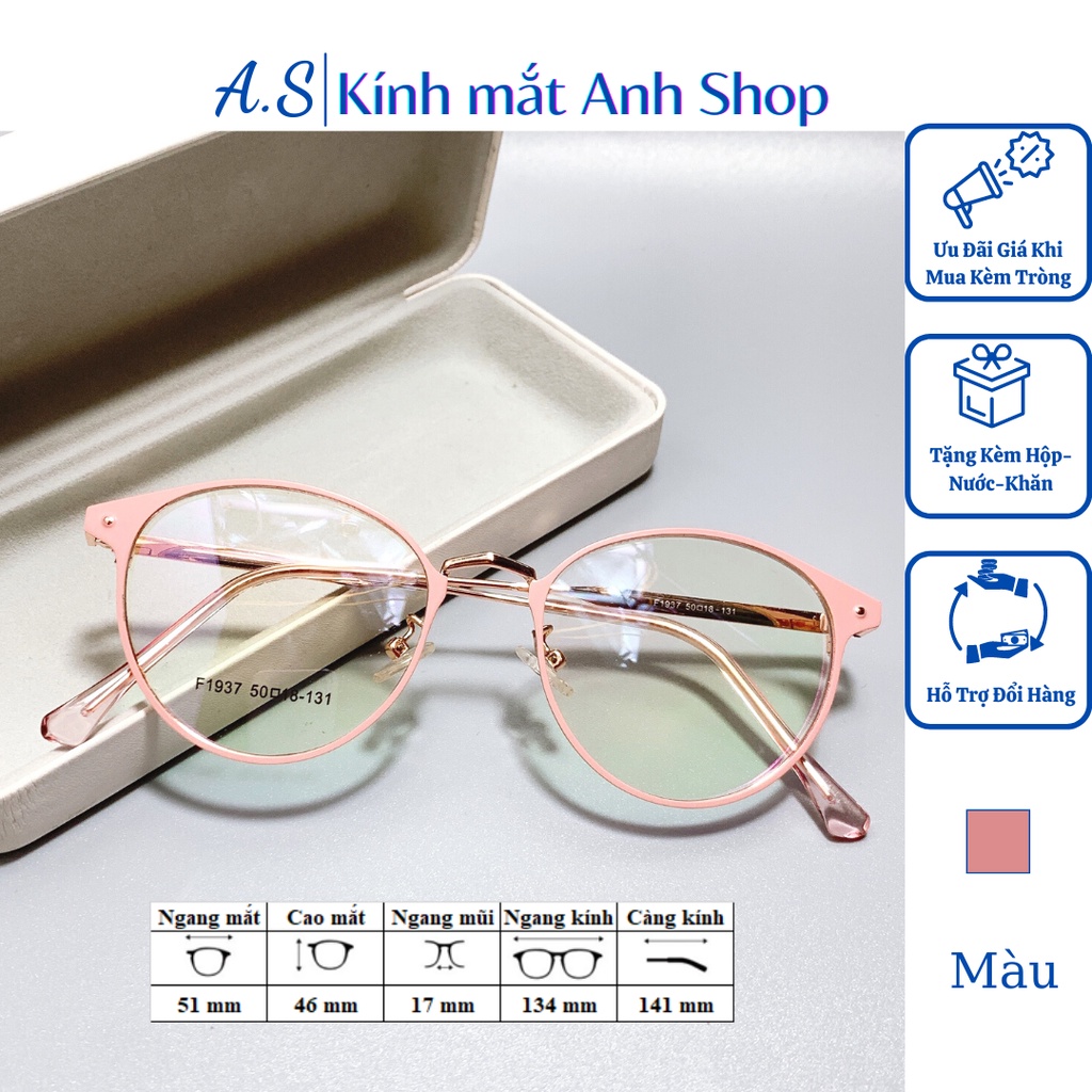 Gọng kính tròn thời trang nữ giới kiểu dáng tròn dễ thương chất liệu kim loại 1937