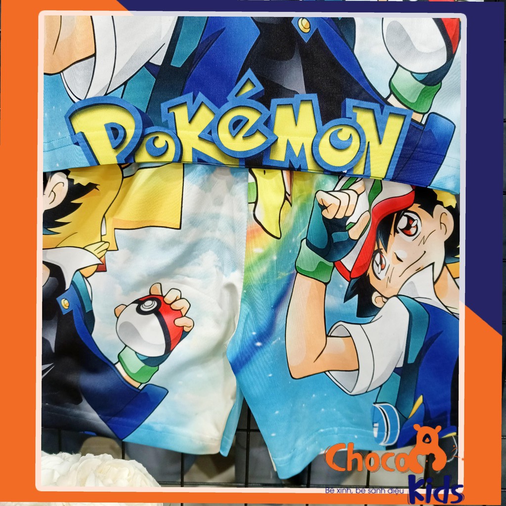 ĐỒ BỘ POKEMON IN 3D CHO BÉ TRAI ÁO TAY NGẮN THUN LẠNH CAO CẤP KUN KUN BỘ BÉ TRAI SIZE ĐẠI