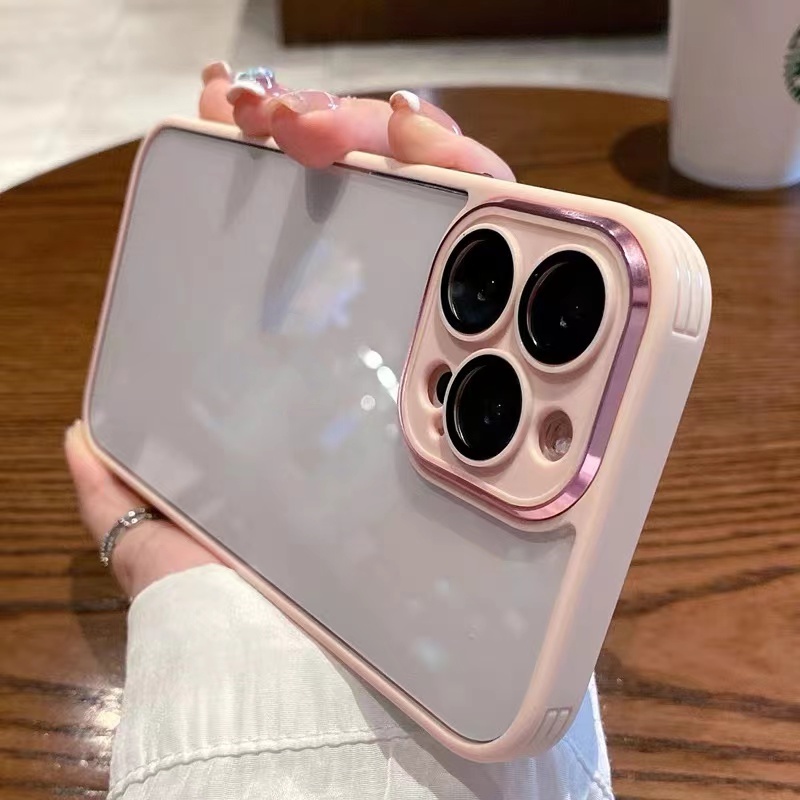 Ốp Điện Thoại Silicon acrylic Cứng Trong Suốt Bảo Vệ Ống Kính Máy Ảnh Sang Trọng Cho iPhone 11 12 13 14 Pro max
