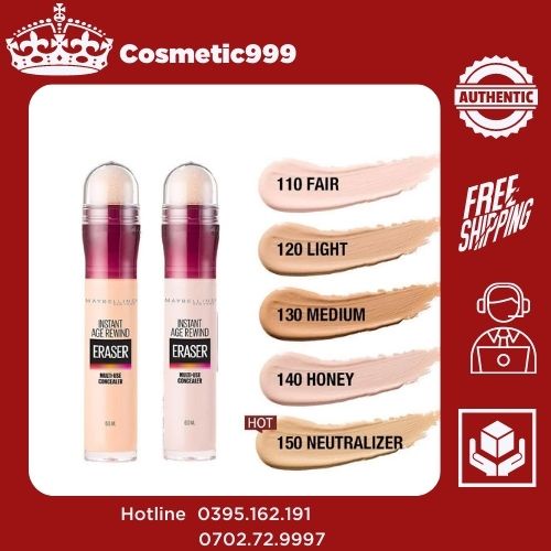 Che khuyết điểm,kem che khuyết điểm Maybelline Instant Age Rewind Concealer chính hãng che phủ cao nám Cosmetic999