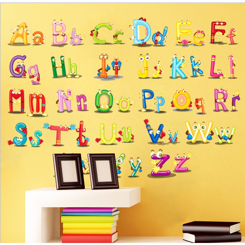 Decal dán tường- Bảng chữ cái sắc màu mẫu mới