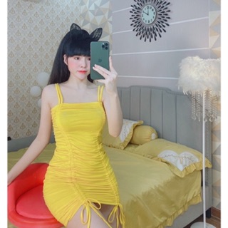 Đầm body 2 dây rút