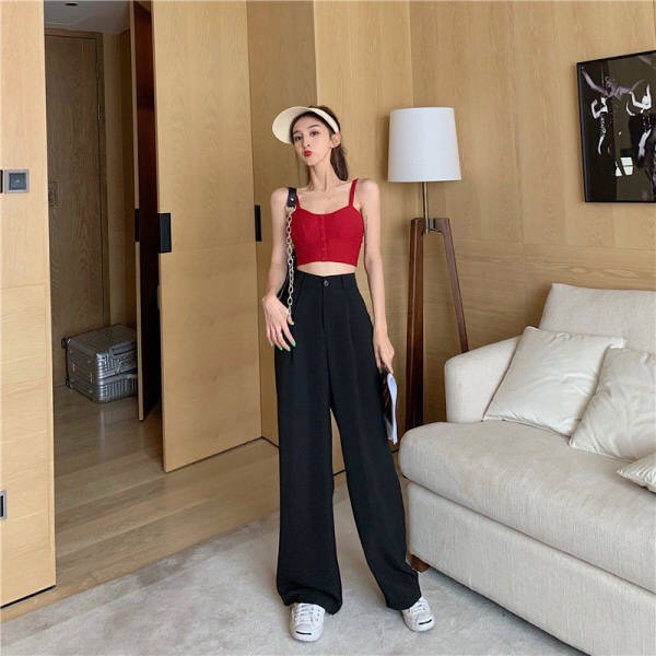 Quần ống rộng, ống xuông kiểu dáng culottes chất liệu tuyết mưa dày dặn cao cấp thời trang nữ phong cách ulzzang