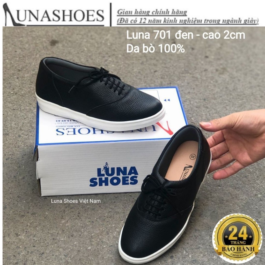 Giày Slip on nữ - Giày lười da nữ Lunashoes (701) tăng chiều cao - Chất liệu da bò sẵn hàng