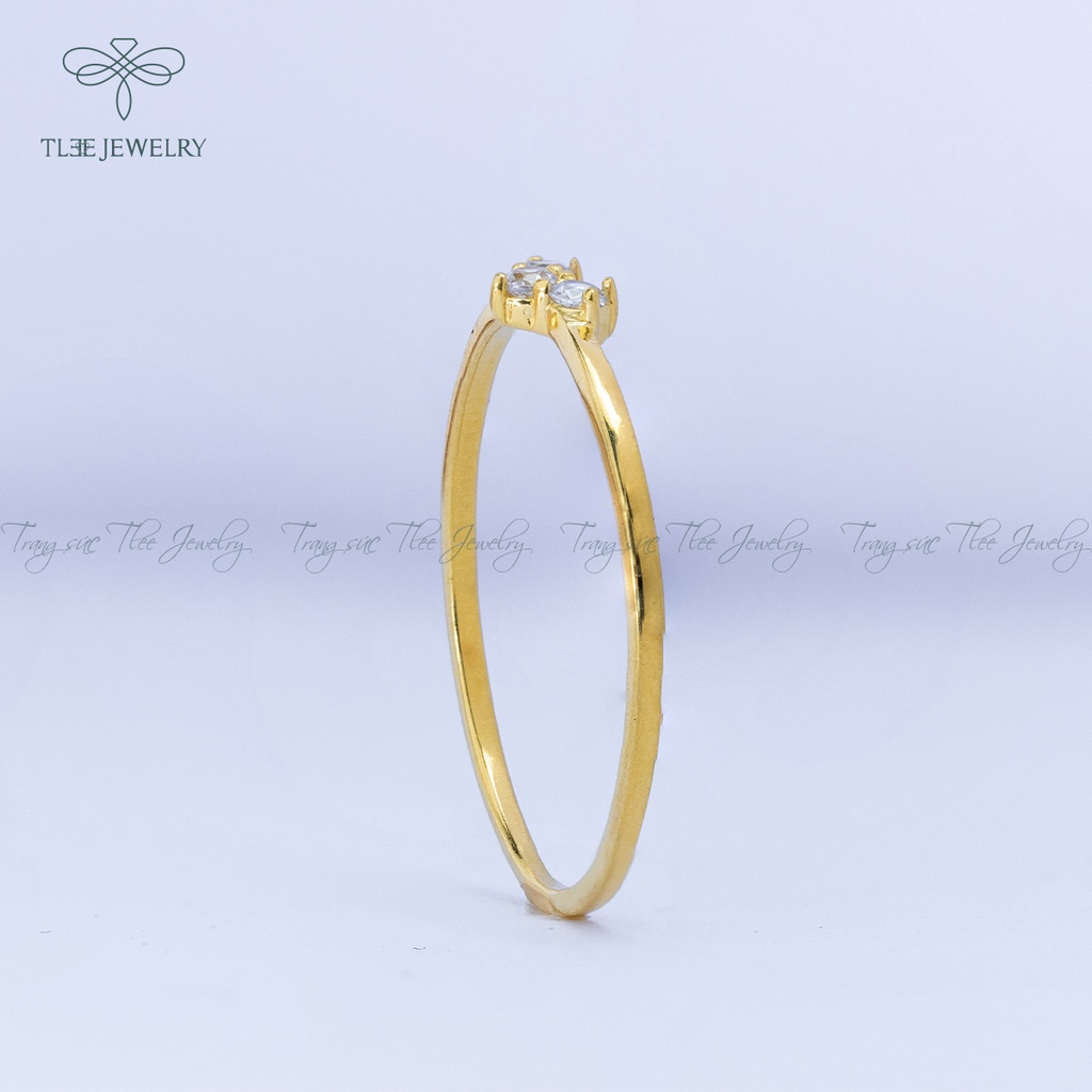 Nhẫn bạc nữ TLEE tiny mảnh mạ vàng 14k cao cấp NCJ A0113