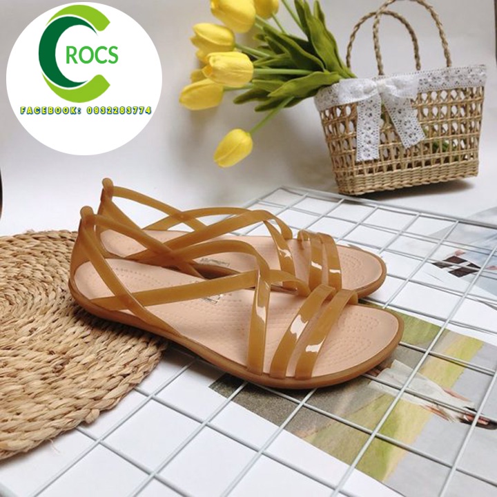 Giày sandal nhựa đi mưa chống hôi chân -Croslite-isabella-x cho nữ màu nâu