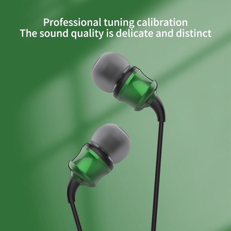 NBX F2 wired in-ear hifi sound green metal earphone with universal 3.5mm interface