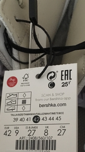 Giày thể thao nam Bershka chính hãng Bershka Tây Ban Nha, size 42 giá gốc 750k