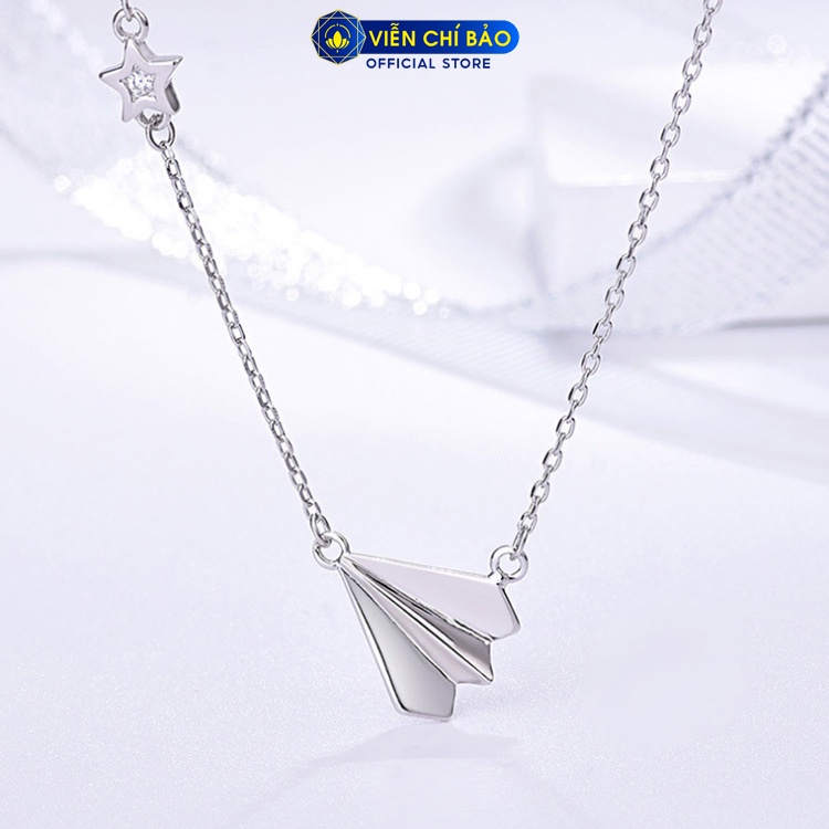 Dây chuyền bạc nữ Viễn Chí Bảo hình Máy bay giấy chất bạc 925 thời trang phụ kiện trang sức nữ D400283x