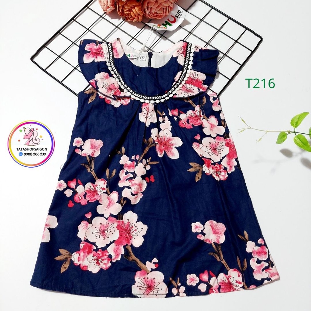 Váy bé gái hoa đào đẹp hàng bán shop xịn T216