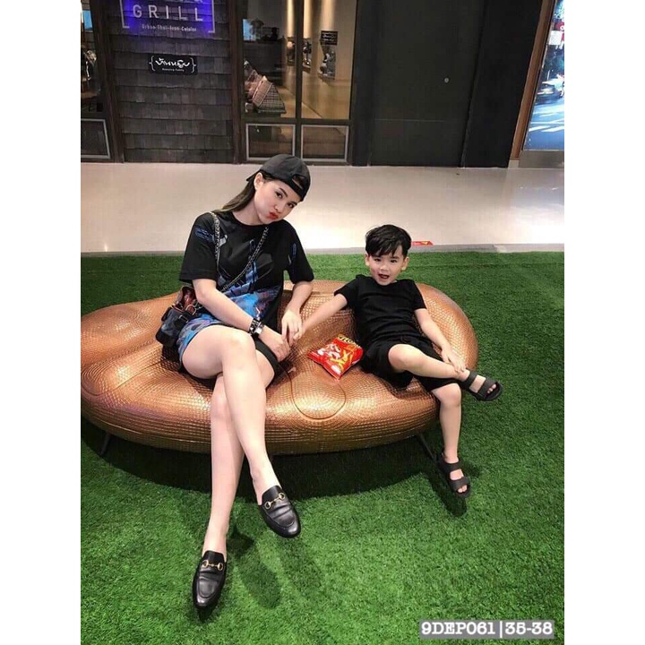 Giày sục tag khóa da lì mũi vuông đế 3 phân guc chì mãi không hết hot max chảnh