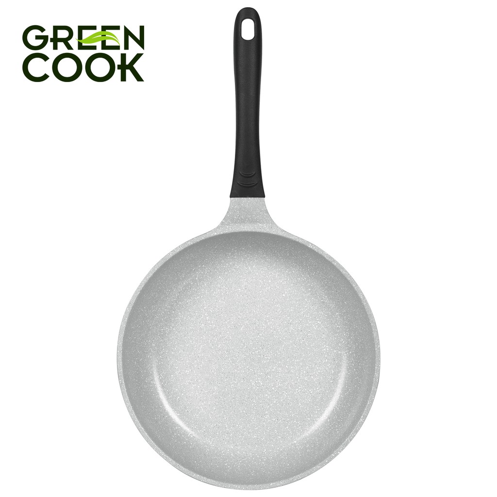 Chảo đúc chống dính men đá ceramic đáy từ 30 cm Green Cook GCP03-30IHP màu hồng công nghệ 7 lớp chống dính Hàn Quốc