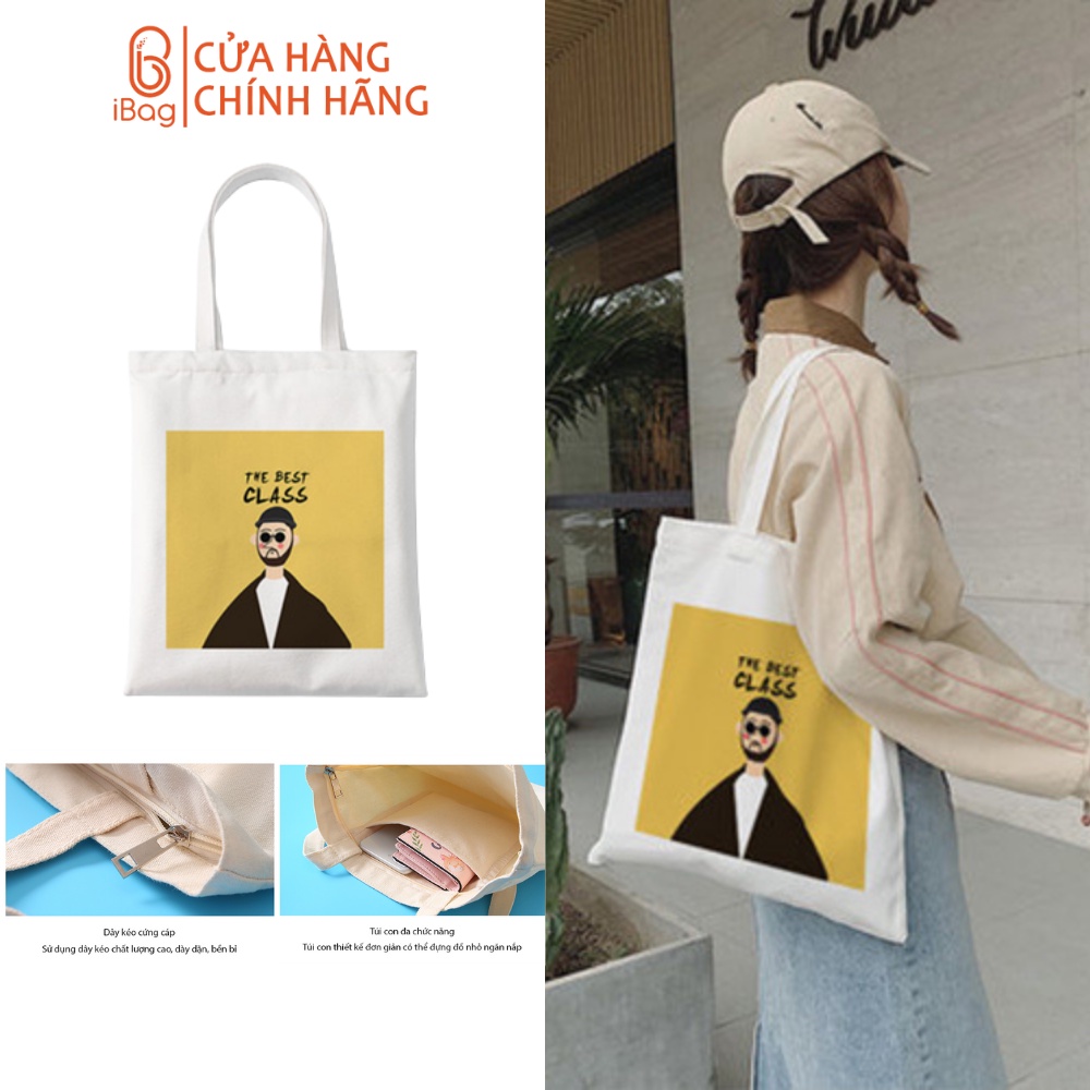 Túi tote vải canvas IBAG nữ phong cách ulzzang dáng unisex in hình the best class N029