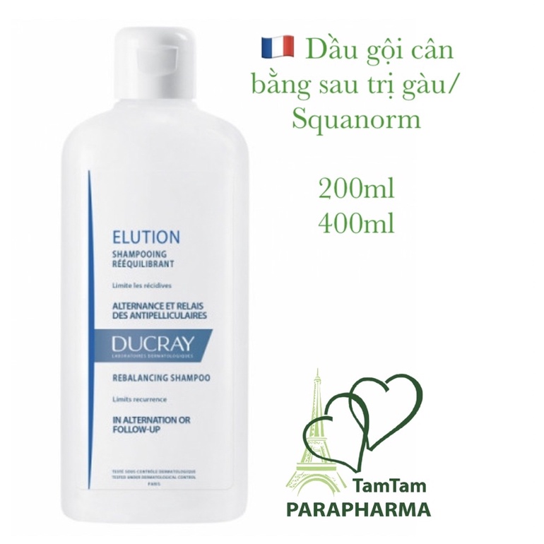Sẵn date 7/2025 🇫🇷 Bộ Dầu gội Lotion tóc Gàu Squanorm Ducray 200ml Elution 💞 TamTam 💞