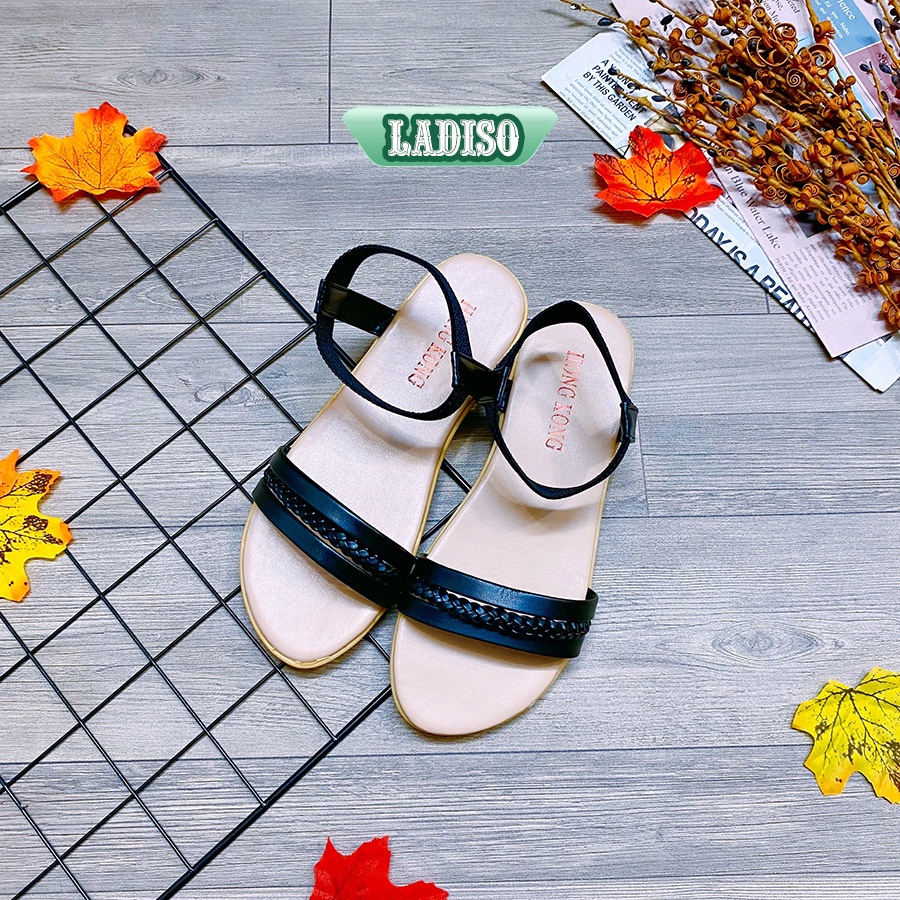 Dép Sandal nữ xỏ ngón 2 quai chéo LADISO đế bệt, dép quai hậu học sinh đi học. đi chơi, đi biển TT398