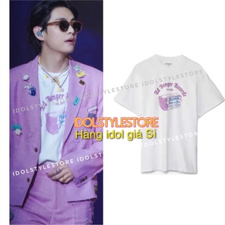 (Quà tặng kèm card Idol) áo thun logo tím V Kim Taehyung trong PTD concert