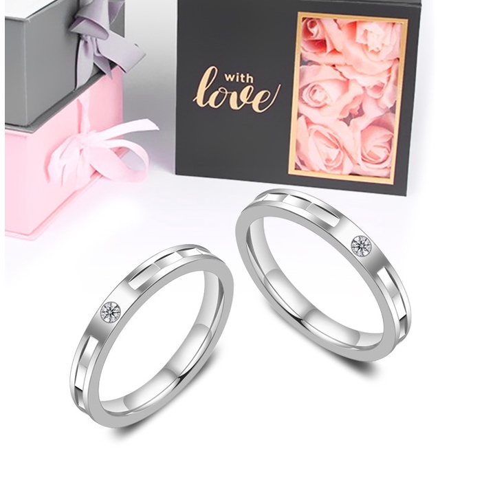 1 CHIẾC Nhẫn cặp inox cắt cạnh thời trang, Nhẫn đôi tình nhân- QC21