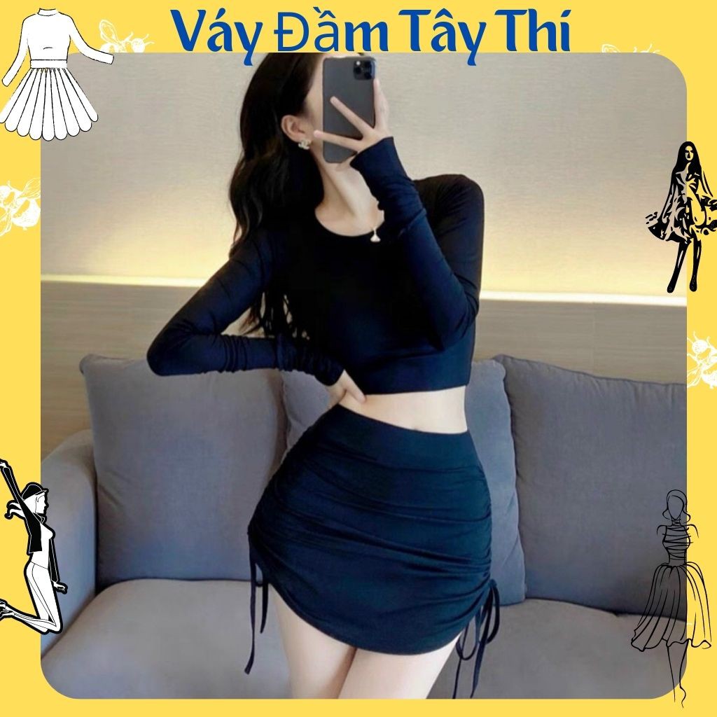 Set đồ nữ cá tính, set croptop chân váy rút form chuẩn mặc tôn dáng style sexy chất thun co giãn thoải mái hàng cao cấp